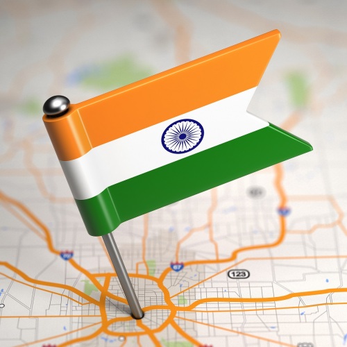 India Flag pinned into a map
