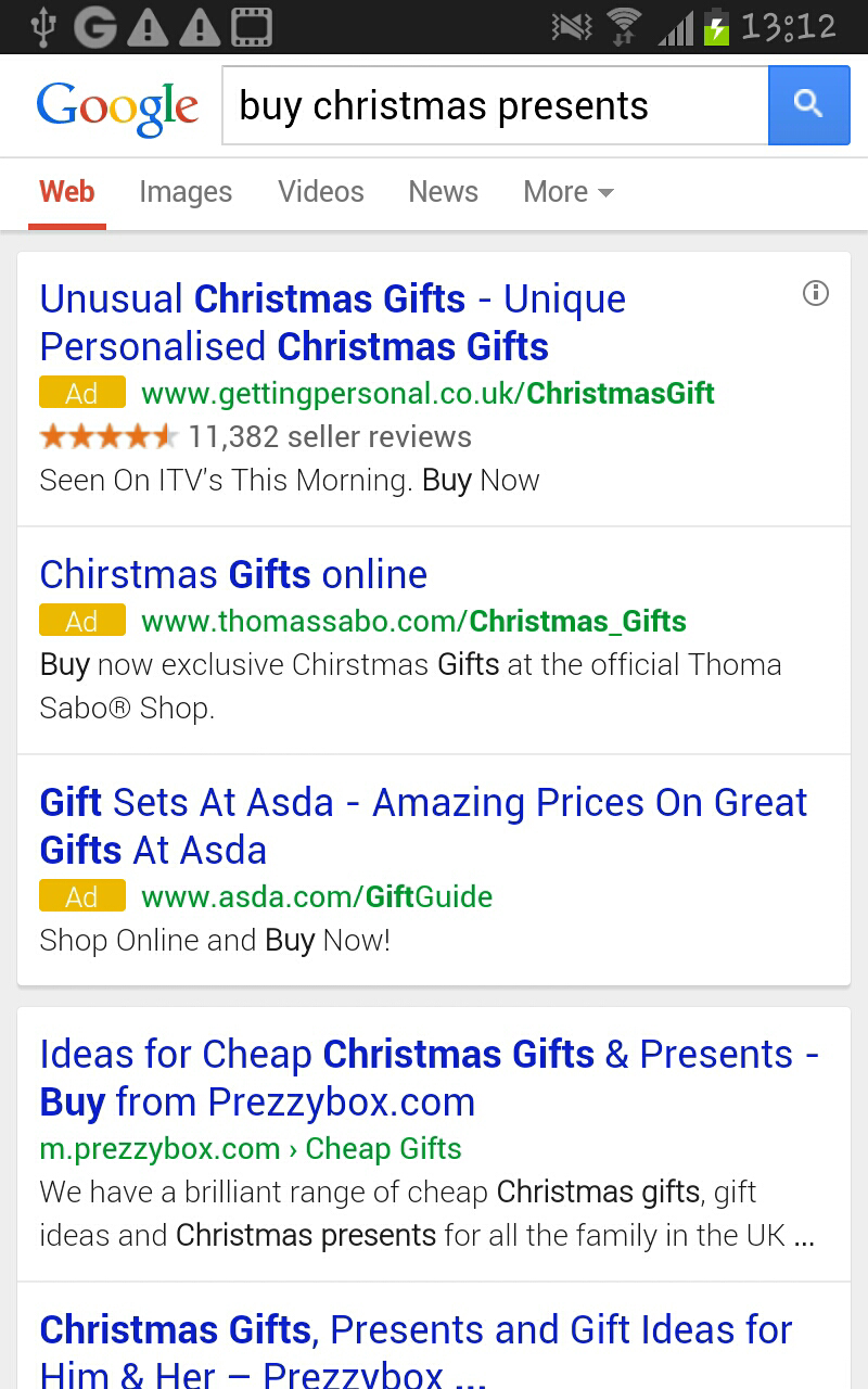 Asda Search Ads on Mobile